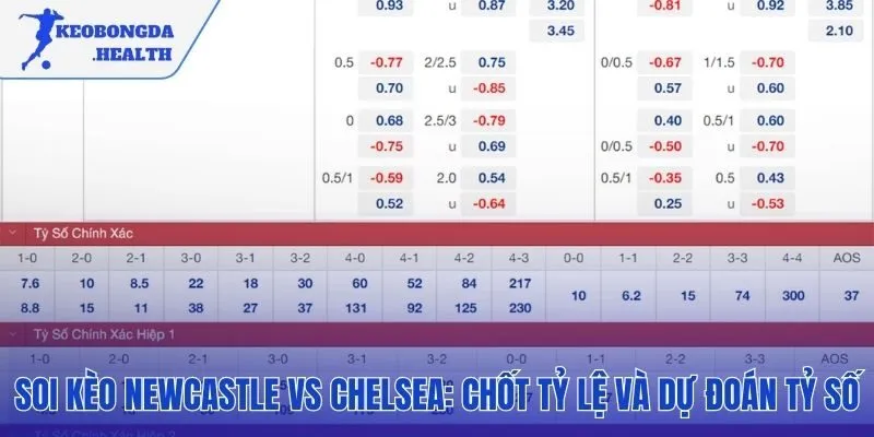 Chốt tỷ lệ và dự đoán kết quả soi kèo Newcastle vs Chelsea